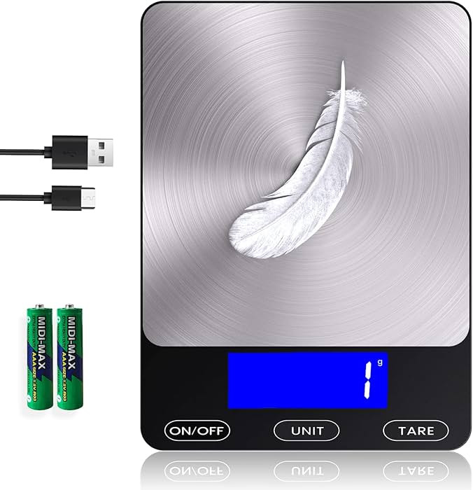 Food Scale -33lb Digital Kitchen Scale for Food Ounces Grams Rechargeable 304 Stainless Steel,Bat... | Amazon (US)