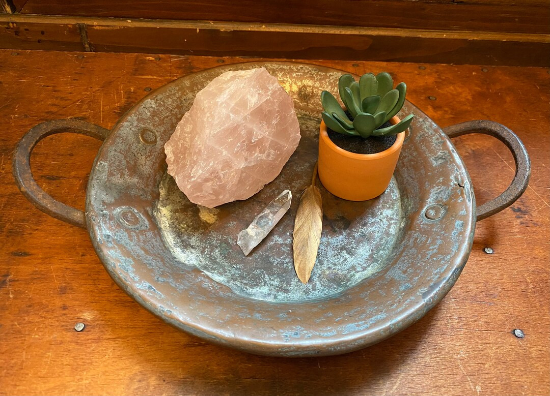 Vintage Rustic Handmade Copper Pan With Hand Forged Handles Gorgeous Patina Primitive Boho/farmho... | Etsy (US)