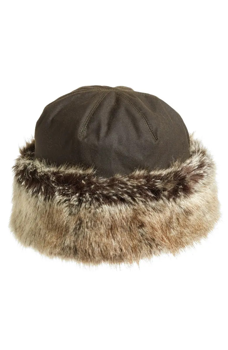'Ambush' Waxed Cotton Hat with Faux Fur Trim | Nordstrom