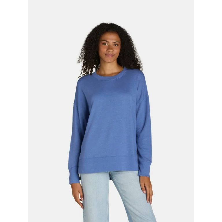 Time and Tru Women’s Crewneck Sweatshirt with High-Low Hem, Sizes XS-XXXL | Walmart (US)