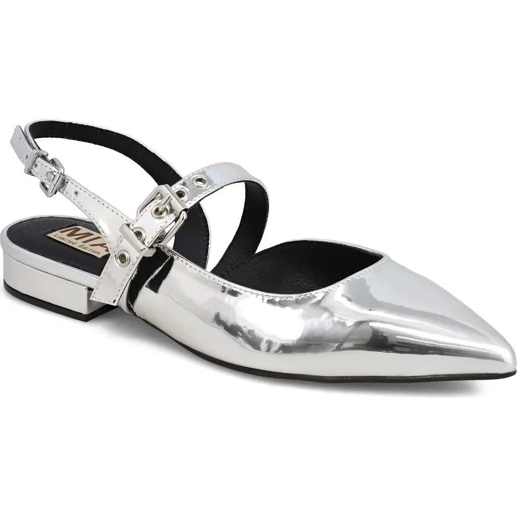 MIA Aree Pointed Toe Flat in Silver/Black at Nordstrom, Size 6 | Nordstrom