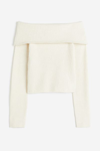 Off-the-shoulder Sweater - Cream - Ladies | H&M US | H&M (US + CA)