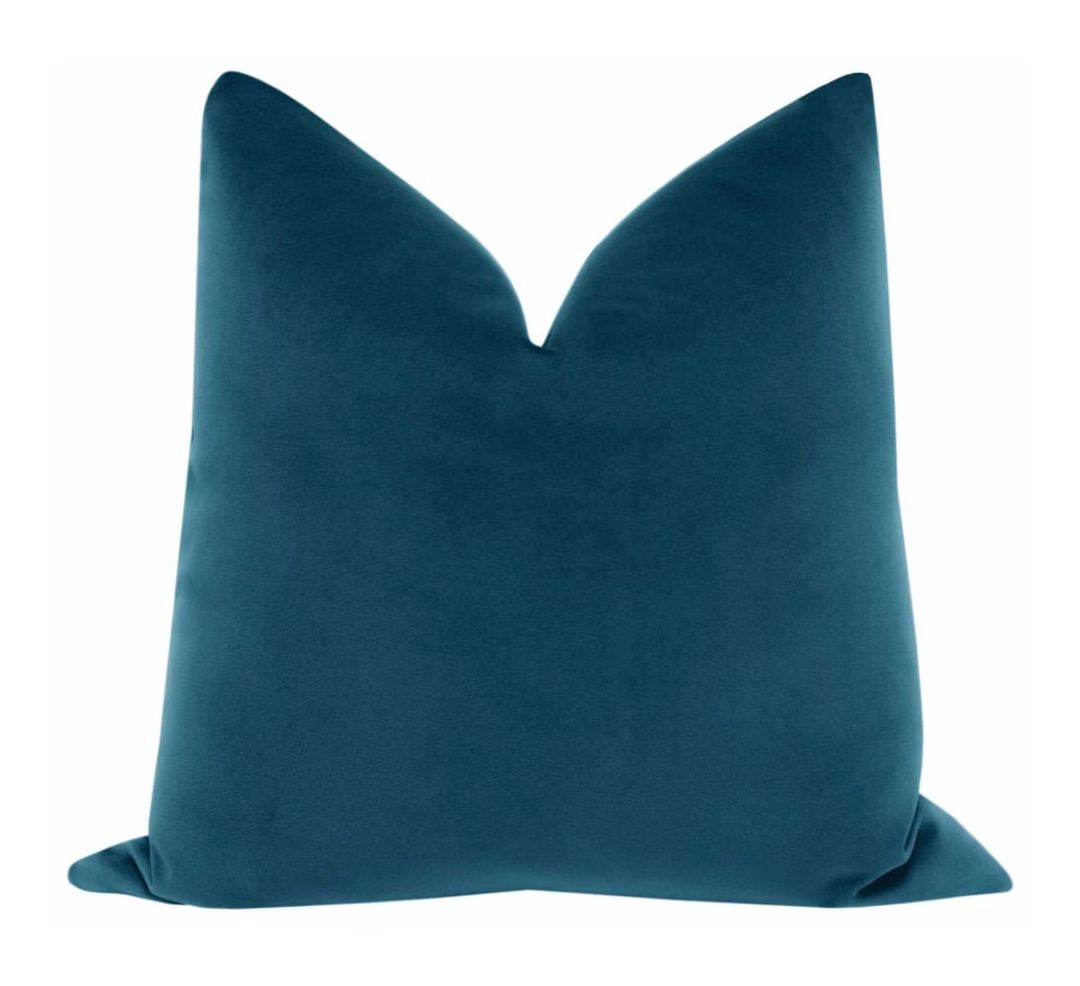 Signature Velvet // Baltic Blue Pillow COVER ONLY Blue Velvet Pillow Blue Throw Pillow Cotton Vel... | Etsy (US)