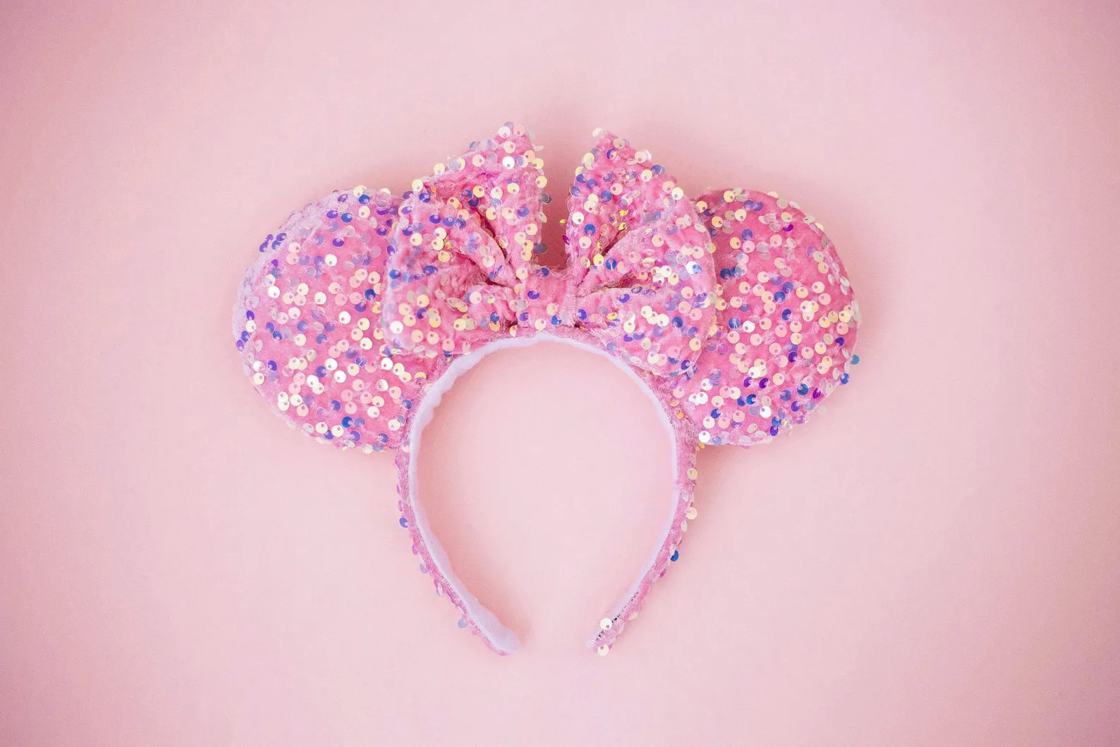Bubblegum Pink Sequin Mouse Ears Headband – Sparkly Park Outfit Accessory for Magical Vacations | Etsy (Global)
