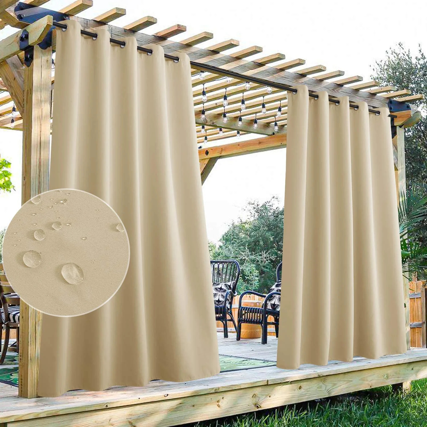 Waterproof Grommet Top Patio Curtain 1 Panel | Kgorge