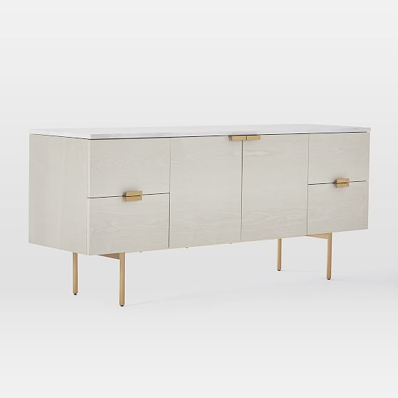 Delphine Buffet, Marble/Wood, Feather Gray, 63 | West Elm (US)