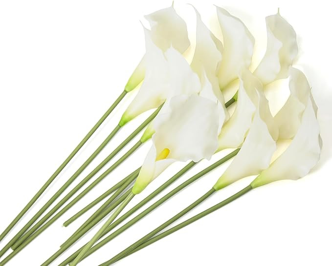 12 PCS White Calla Lily Artificial Flowers,14.6" Faux Calla Lilies Flower Real Touch Silicone Fak... | Amazon (US)