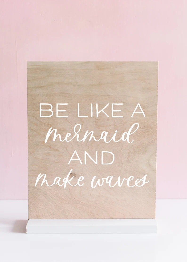 11x14" Mermaid Party Sign | Ocean Party | Calligraphy Sign | Wood Birthday Party Sign | Acrylic B... | Etsy (US)