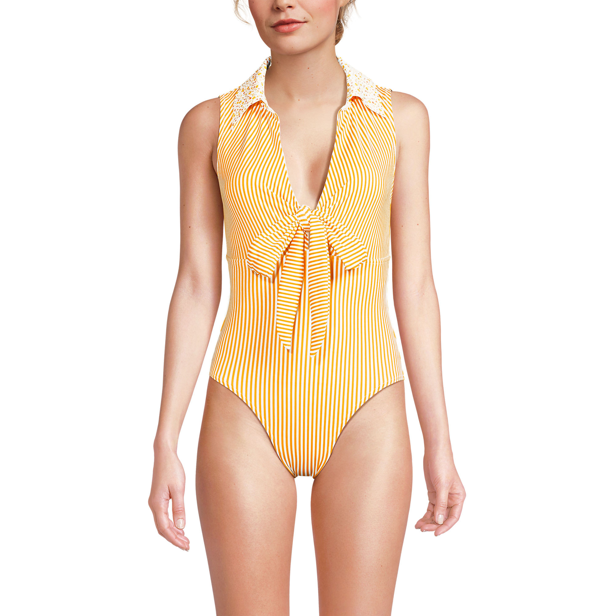 Women's Long Polo High Leg One Piece Swimsuit | Lands' End (US)