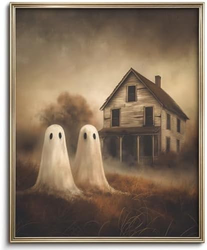 Vodefoad Retro Cute Ghost Decor Halloween Painting Spooky Silhouette Ghosts Haunted House Art Vic... | Amazon (US)