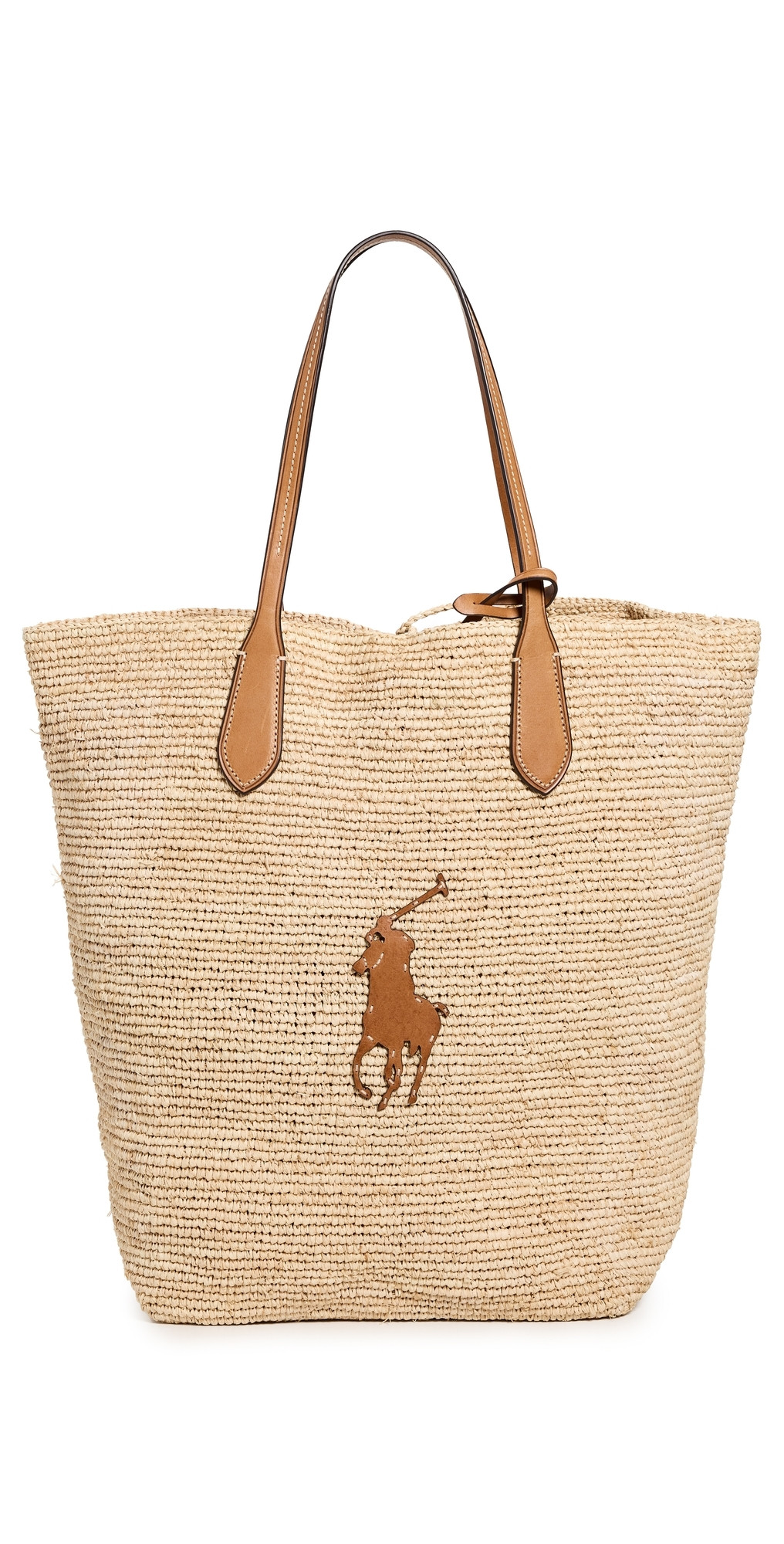 Polo Ralph Lauren Large Raffia Tote Natural/Cuoio One Size | Shopbop