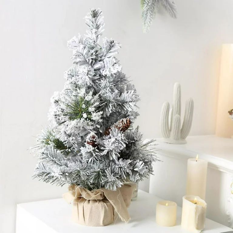 Tabletop Christmas Tree, Snow Flocked Mini Small Christmas Tree Indoor Xmas Holiday Décor - Walm... | Walmart (US)
