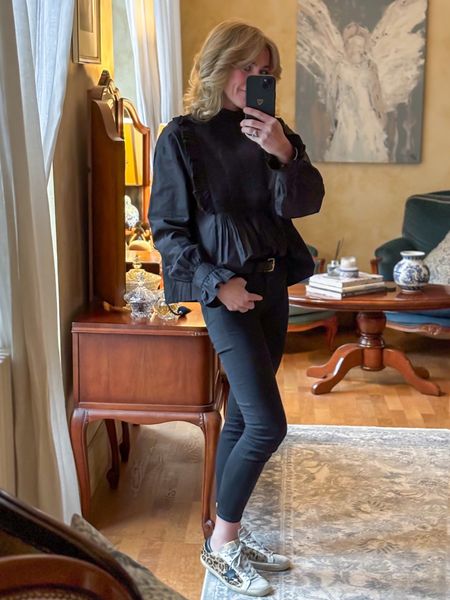 Simple in all black with a splash of leopard
.
Blouse @roughstudio
Belt @boden pr
Jeans @jcrew
Trainers @goldengoose
.
#mystyle #whatimwearing #ootd #lotd #thisis50 #fashion #style #outfitideas #whatimwearing #wearingittoday #simplestyle 

#LTKover40 #LTKstyletip #LTKSeasonal