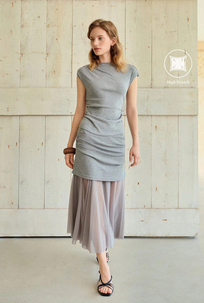 Devito Jersey Cotton Top - Grey | Petite Studio NYC