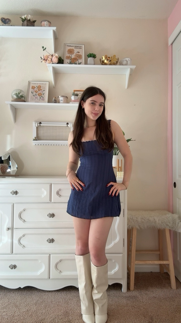 LOVE this dress! Comes in more colors too!🤍✨

Princess Polly code for 20% off - KEIRA

Size up. Wearing my usual size 4 here but the bust is too tight so I’ll be exchanging for a size 6.
I’m a 32D/32DD bust, 26/27 waist, 5”5 height

Dasha mini dress / Princess Polly dasha dress / blue dresses / mini dresses / summer dress / vacation dress / navy blue dress / dress inspo / cute dresses / dresses and boots outfits / foldover boots outfits / cream boots outfits / white boots outfits / knee high boots outfits / mini dress and boots outfit / outfit inspo / outfits for girls in their 20s / teenage girl outfits / teen girl outfits 

 #LTKSeasonal #LTKFindsUnder100 #LTKShoeCrush