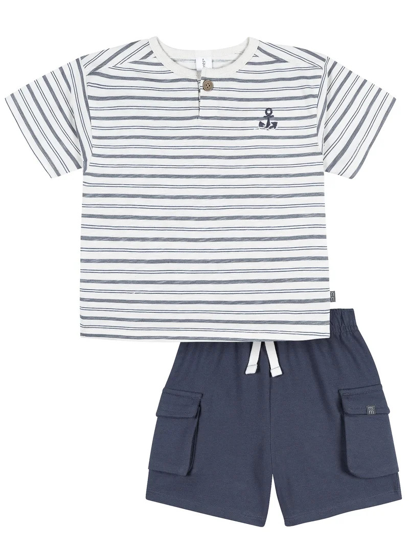 Modern Moments by Gerber Baby and Toddler Boy Textured Shirt and Cargo Short Set, 2-Piece, Sizes ... | Walmart (US)