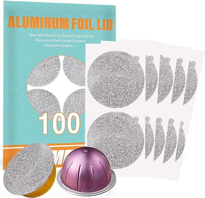 CAPMESSO Aluminum Foils Lids to Reuse Vertuoline Capsules Coffee Pods Compatible with Nespresso V... | Amazon (US)