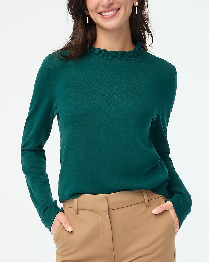 Cotton ruffleneck sweater | J.Crew Factory