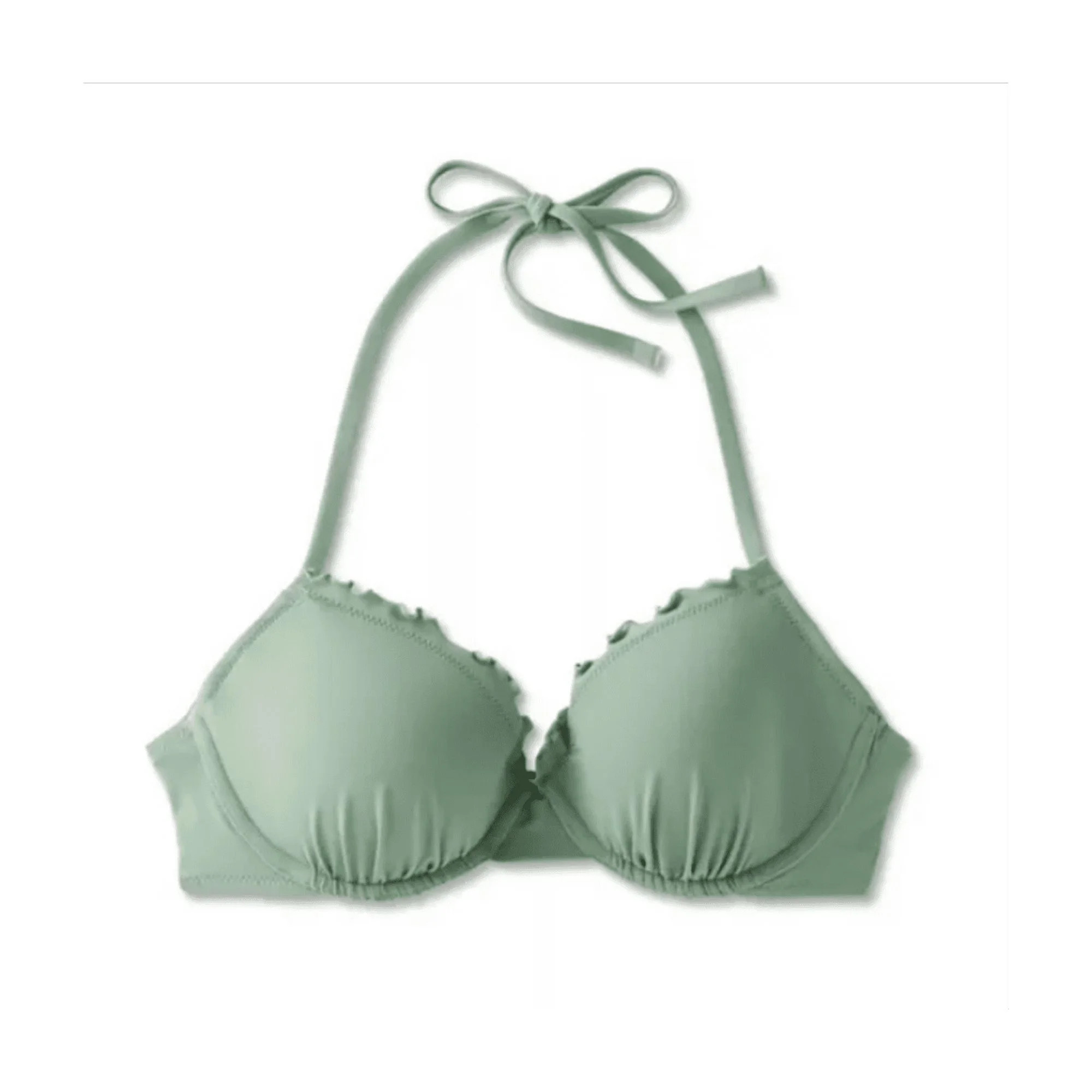 Women's Lightly Lined Ruffle Bikini Top - Shade & Shore Wasabi Green 32B | Walmart (US)