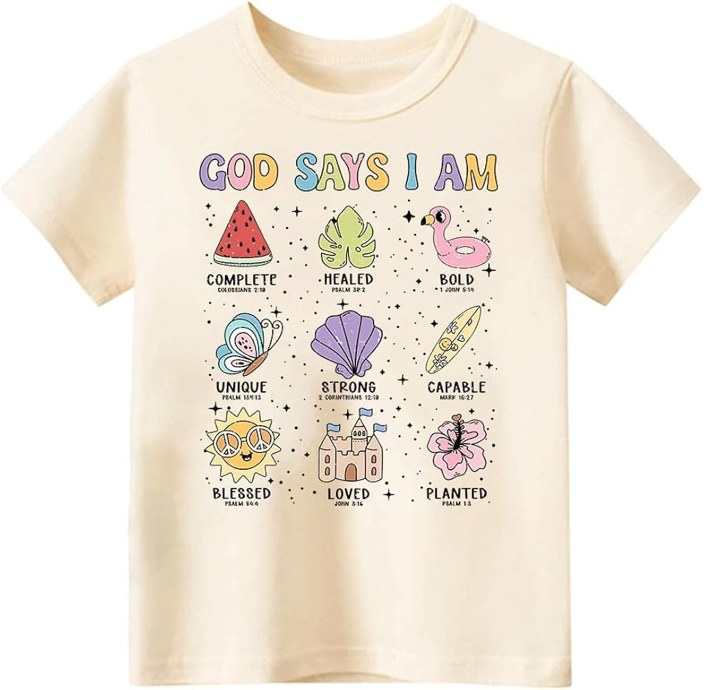 Toddler Baby Girls Clothes Summer Short Sleeve Funny Graphic Letters Print T-Shirt Top Cotton Tee | Amazon (US)