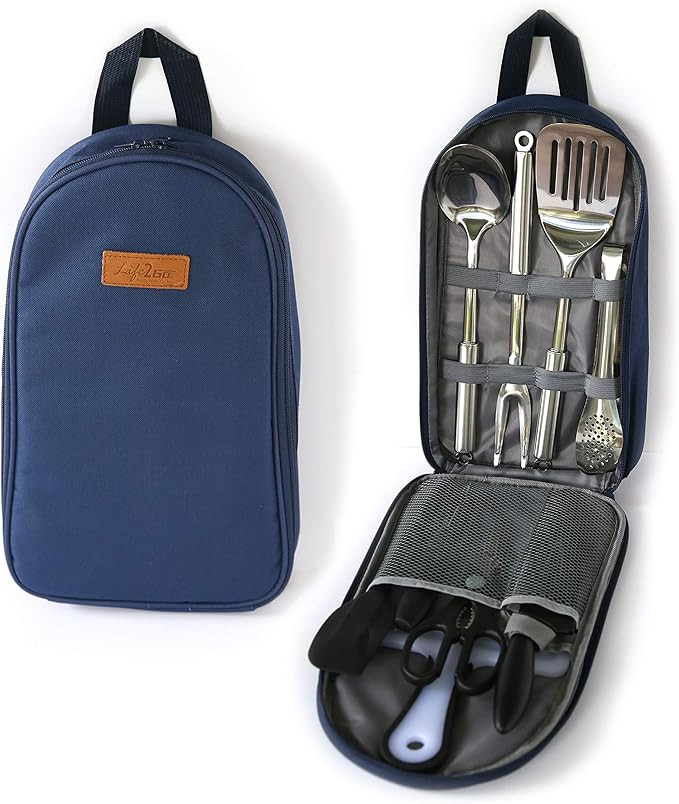 Portable Outdoor Utensil Kitchen Set-9 Piece Cookware Kit, Carrying Organizer Bag-For Camping, Hi... | Amazon (US)