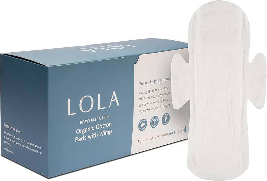 LOLA Organic Cotton Pads, 36 Count - Ultra Thin Pad with Wings, Cotton Organic Pads for Women, HS... | Amazon (US)