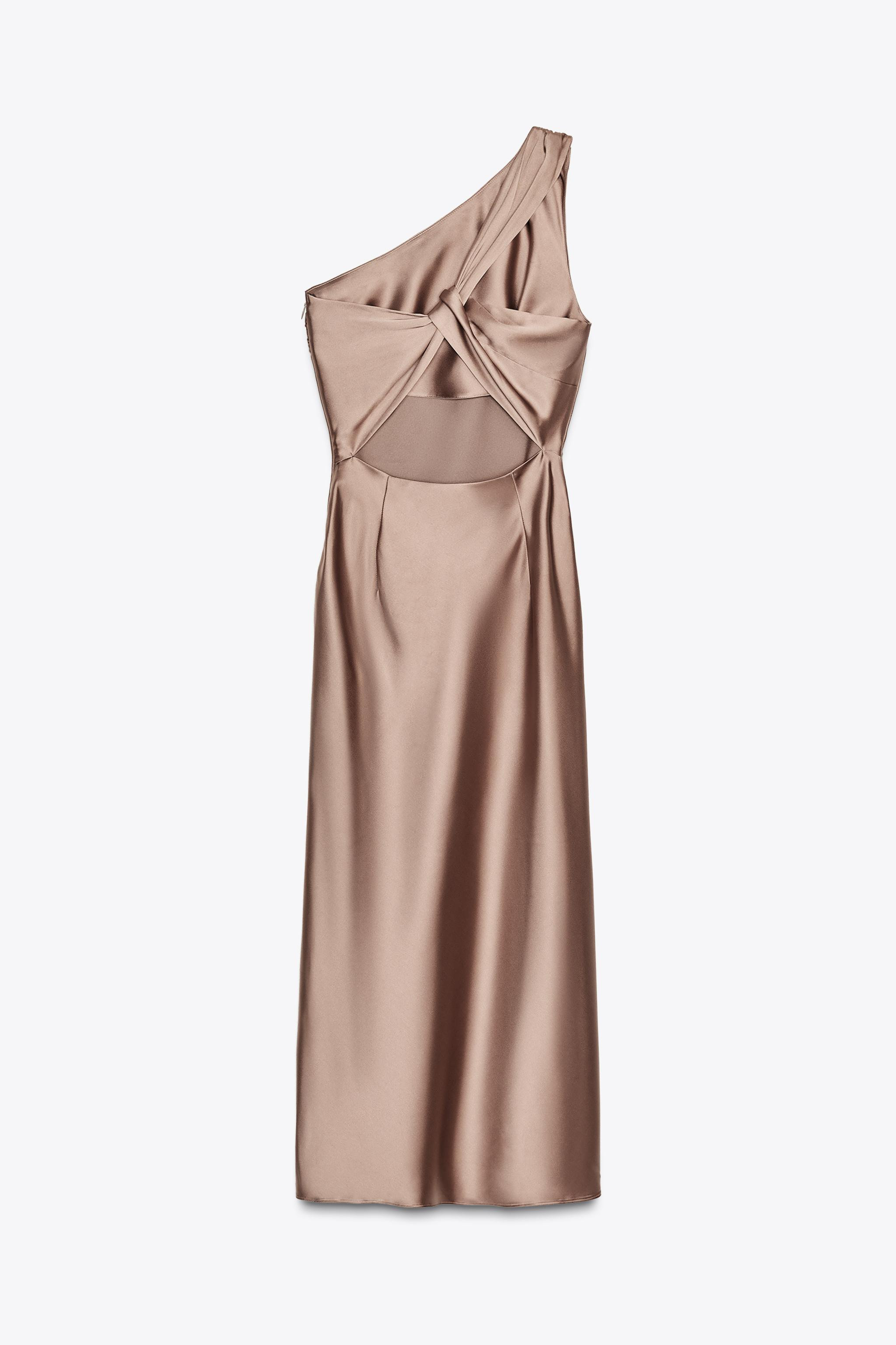 ASYMMETRIC SATIN EFFECT MAXI DRESS | Zara US
