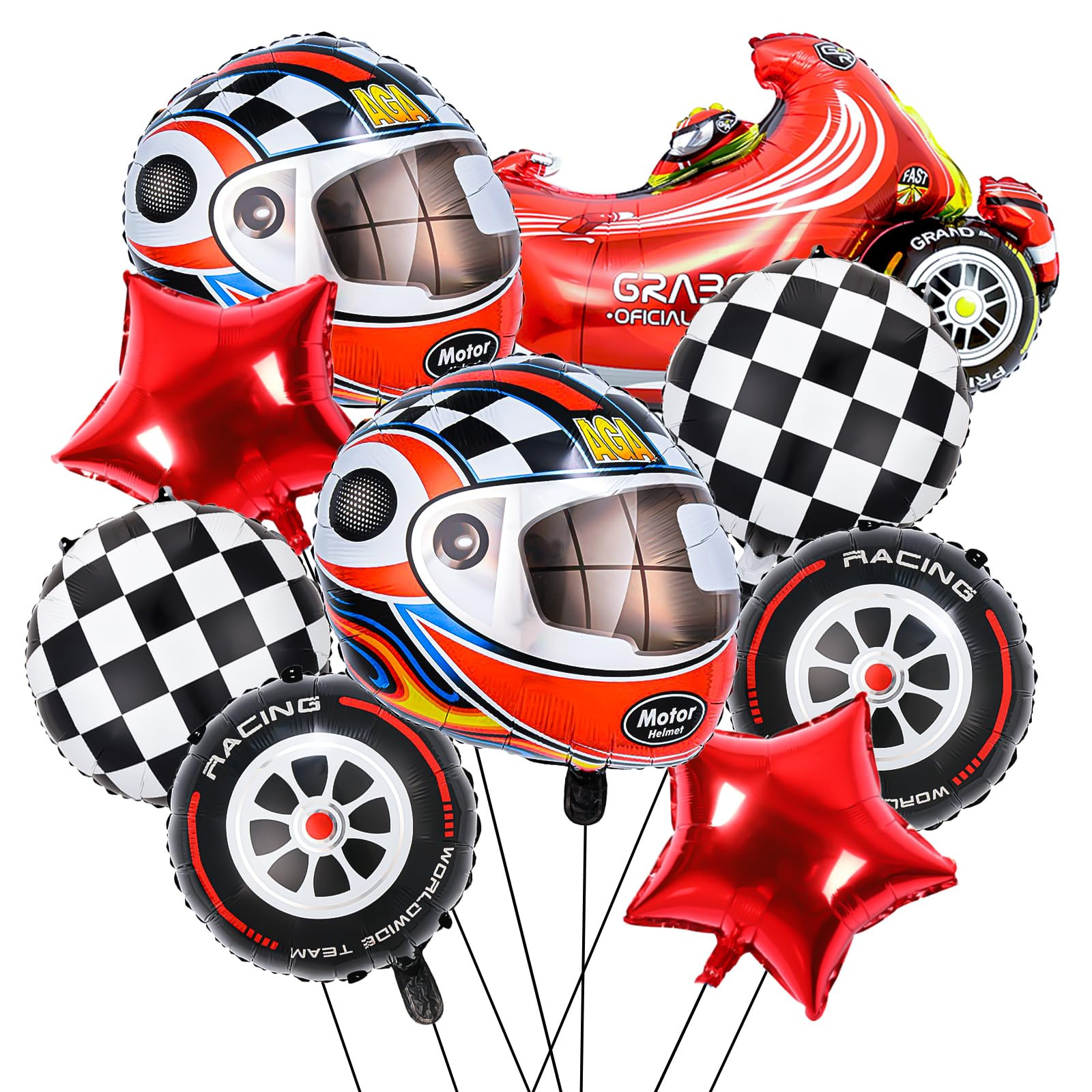 Piokio 9 PCS Race Car Balloons, for Birthday Race Car Theme Party Decorations, lightning mcqueen, hot wheels birthday decorations | Amazon (US)