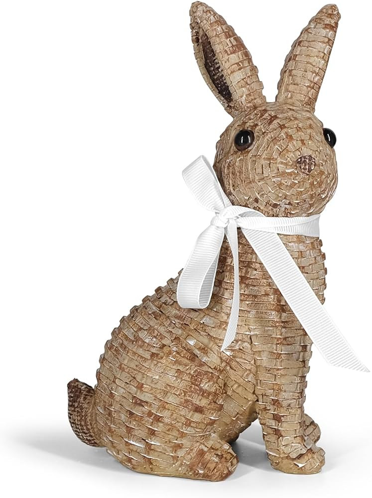 Rattan Effect Resin Bunny Easter Decor,Table Rabbit Easter Decorations,Spring Bunnies Decoration ... | Amazon (US)