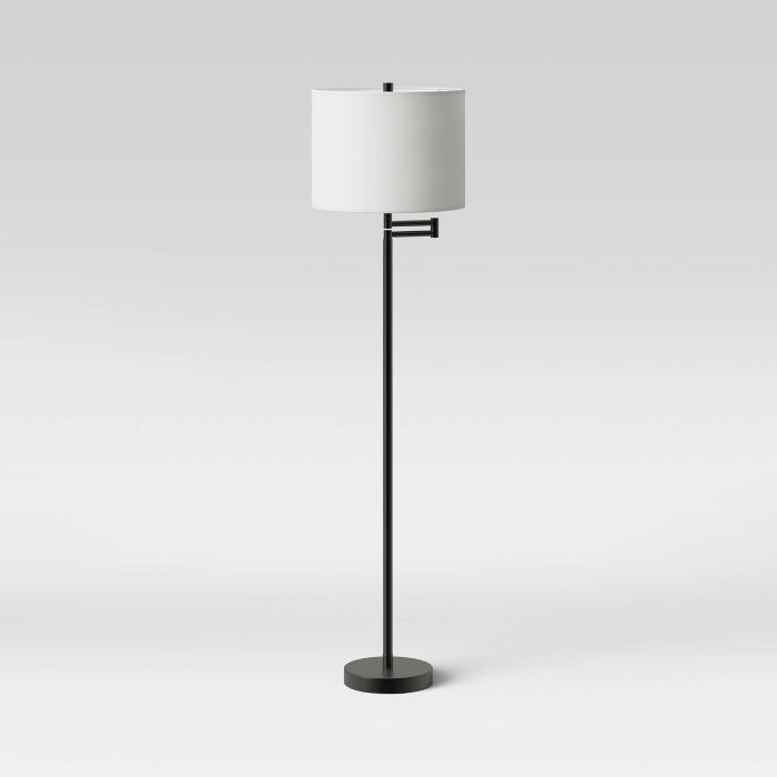 Metal Column Swing Arm Floor Lamp Black (Includes LED Light Bulb) - Threshold™ | Target