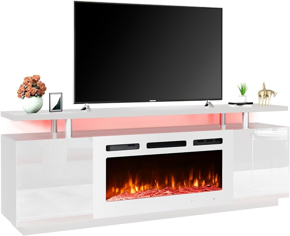 EROMMY 70'' Fireplace TV Stand with 36'' Electric Fireplace, Entertainment Center with 12 Flame F... | Amazon (US)