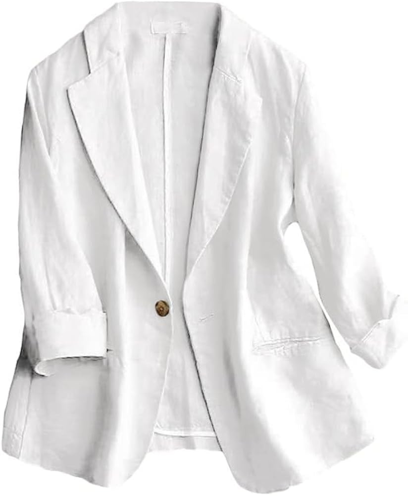 IDEALSANXUN Linen Blazer Women 3/4 Sleeve Lightweight Spring Summer Blazer Jackets | Amazon (US)