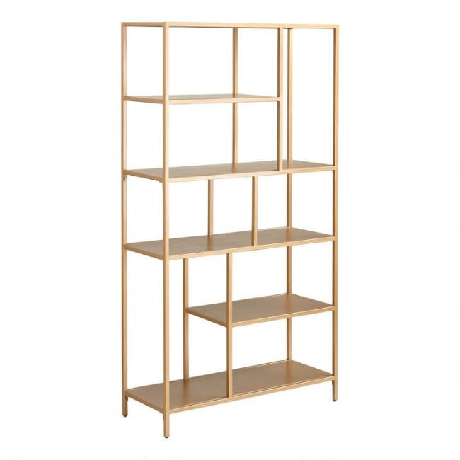 Antique Gold Metal Aaliyah Bookshelf | World Market