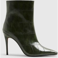 River Island Womens Green Skinny Heel Pointed Ankle Boots | River Island UK & IE