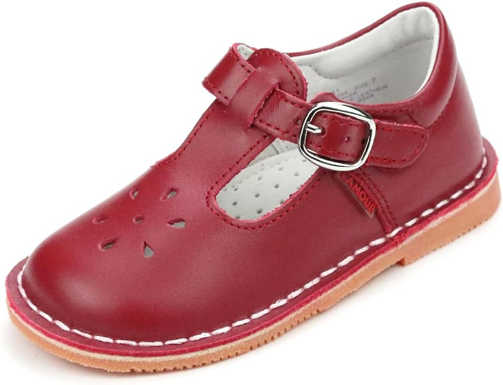 Joy Classic Leather Stitch Down T-Strap | Girl's Mary Jane Flat (Toddler/Little Kid) | Amazon (US)
