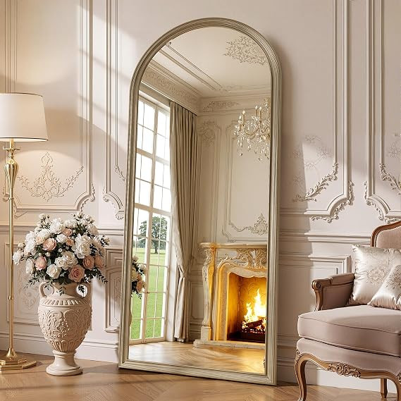 71"x32" Elegant Vintage Arched Full Length Mirror with Stand, Luxury Large Full Body Mirror with ... | Amazon (US)