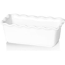 HAOTOP Porcelain Nonstick Baking Bread Loaf Pan, 8.5 x 5 Inch, White | Amazon (US)