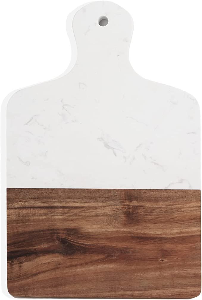 Cutting Board with Marble and Natural Wood,Serving Board for Steak Fruits with Handle,Chopping Bo... | Amazon (US)