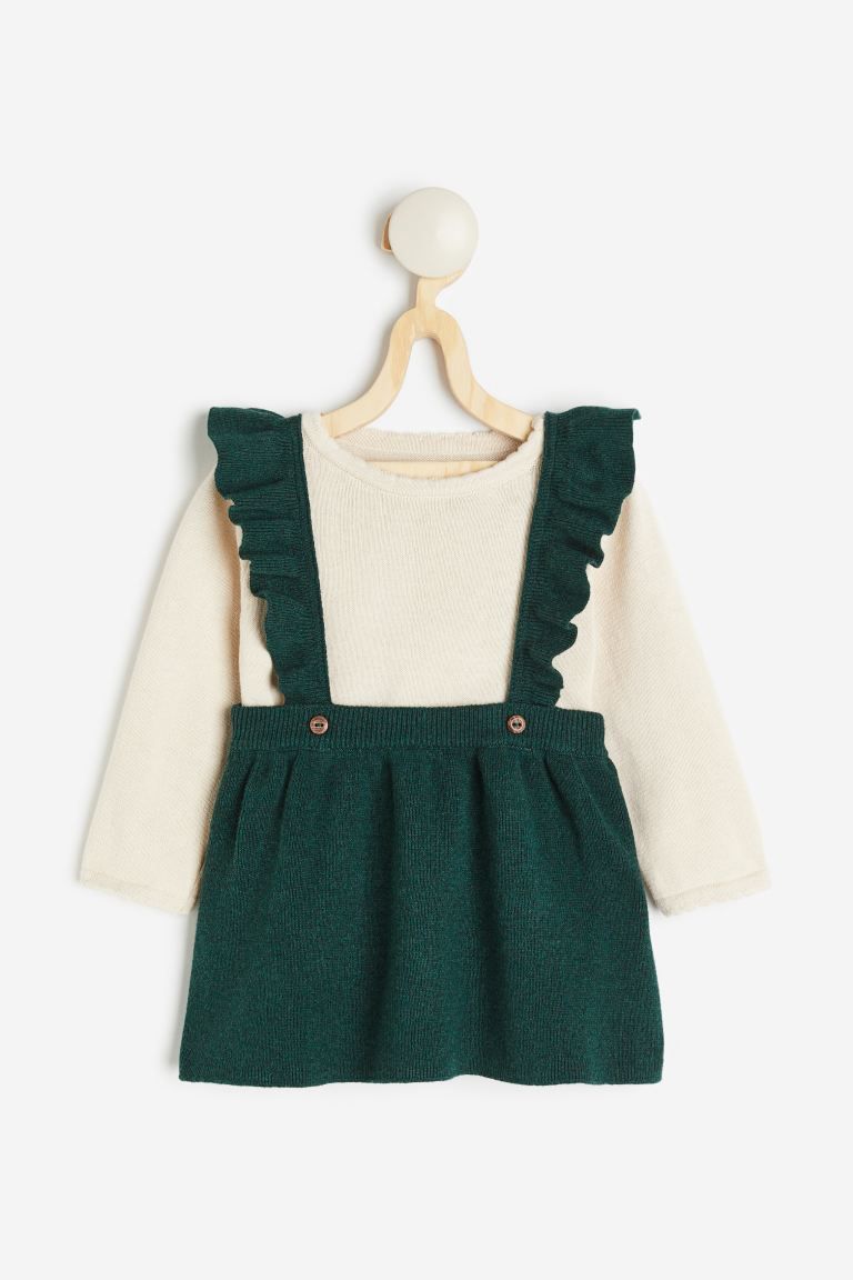 2-piece Cotton Set -  Dark green/cream - Kids | H&M US | H&M (US + CA)