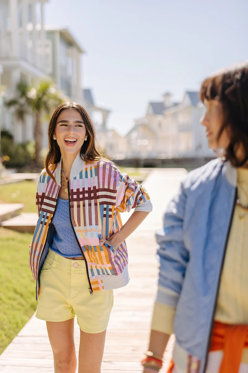 Quilted Bomber Jacket, Mixed Stripes | Noonday