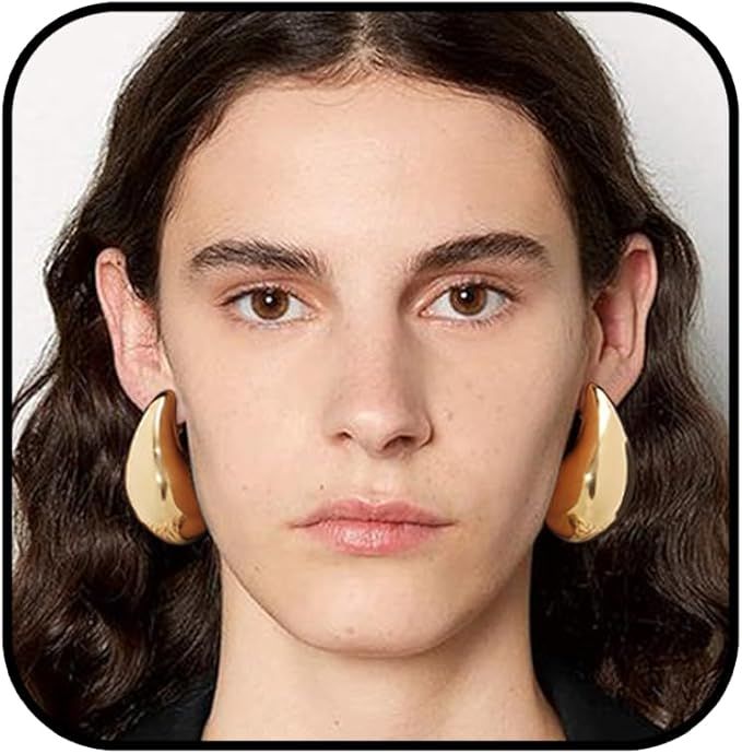 Senteria Extra Large Drop Earrings Lightweight Chunky Hoop Earrings for women Hypoallergenic Ster... | Amazon (UK)