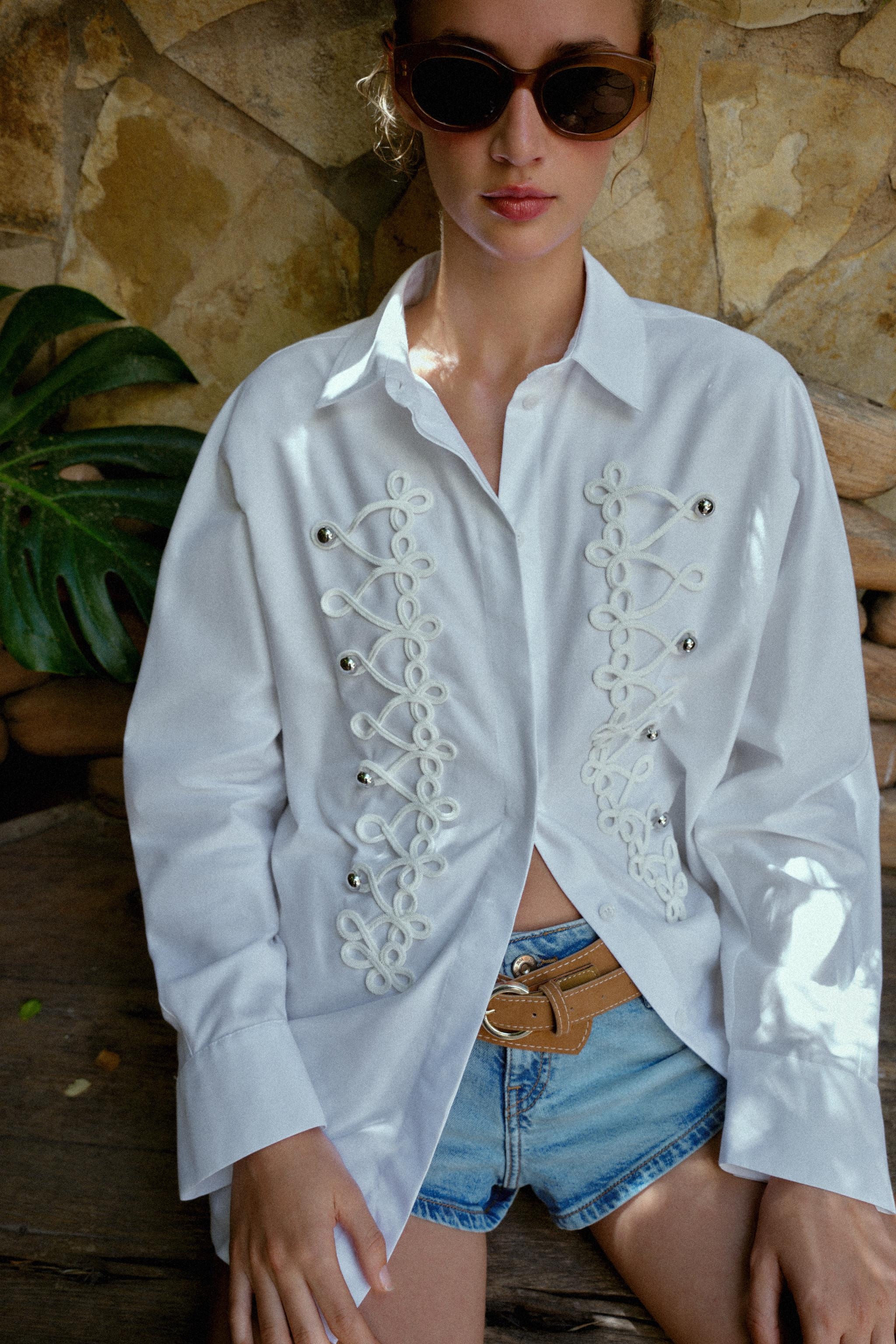 POPLIN SHIRT WITH FROG FASTENING | Zara UK