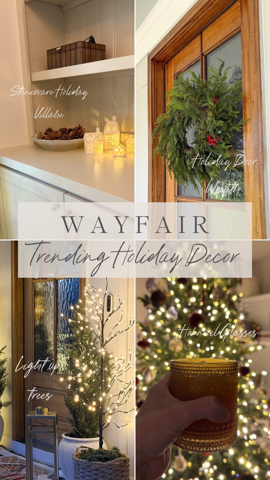 #AD Some of my favorite holiday decor from @Wayfair high sell-out risk!

From this beautiful stone holiday village, to the drinking glasses that are perfect for hosting, to this gorgeous door wreath and these beautiful light up trees that can be styled indoor or out! 

I linked ALL of my Holiday Must-Haves in one place on LTK so you can shop them before the holiday rush hits!

#WayfairPartner #Wayfair #LTKHome #LTKHoliday #ChristmasDecor #HolidayDecor #ChristmasHome #CozyChristmas #ChristmasDecorating #ModernClassic

#LTKmomlife #LTKSeasonal #LTKHome