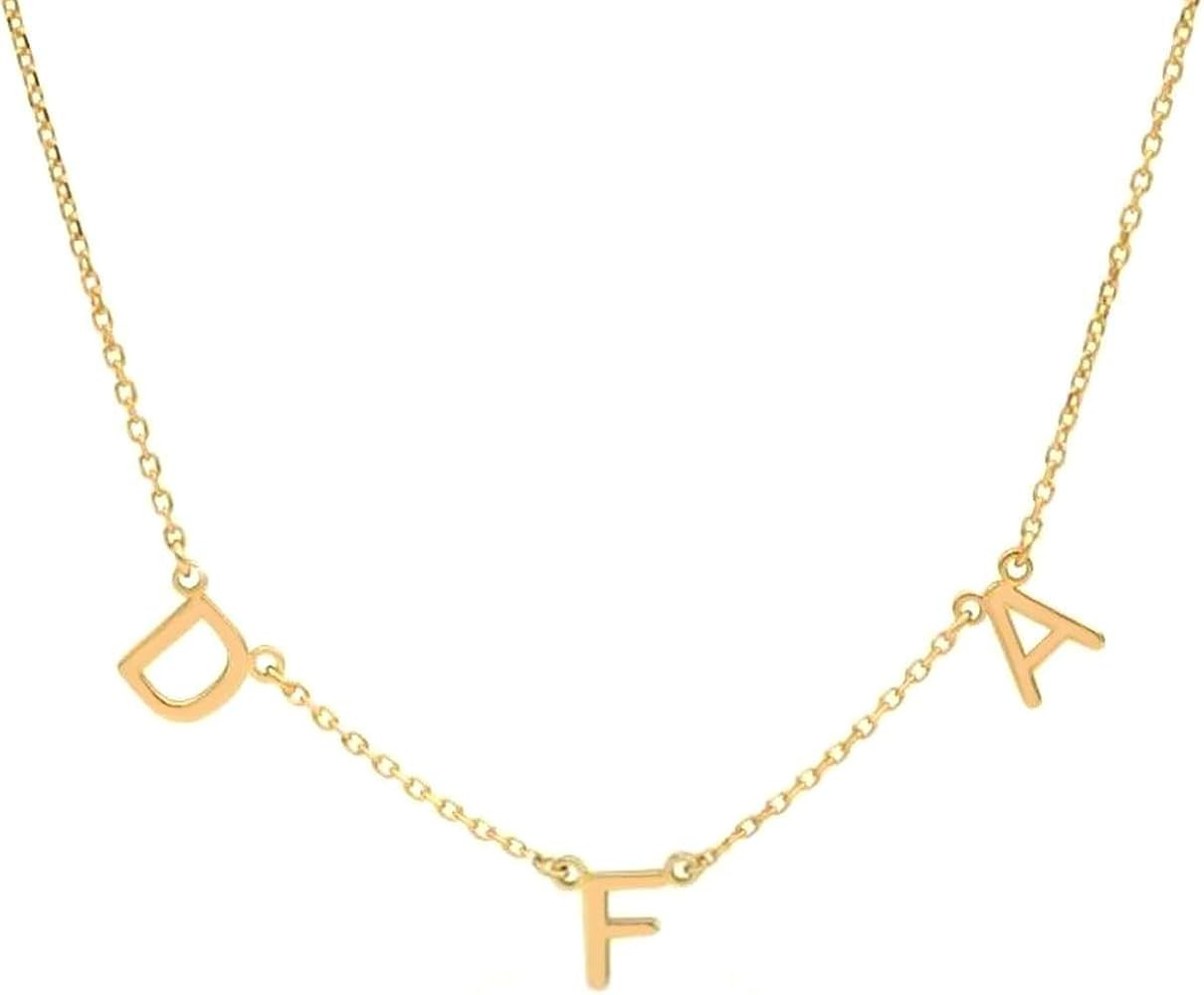 JEWEE DIAMOND Sterling Silver Sideways Initial Necklace, Personalized Custom Letter Necklace for ... | Amazon (US)