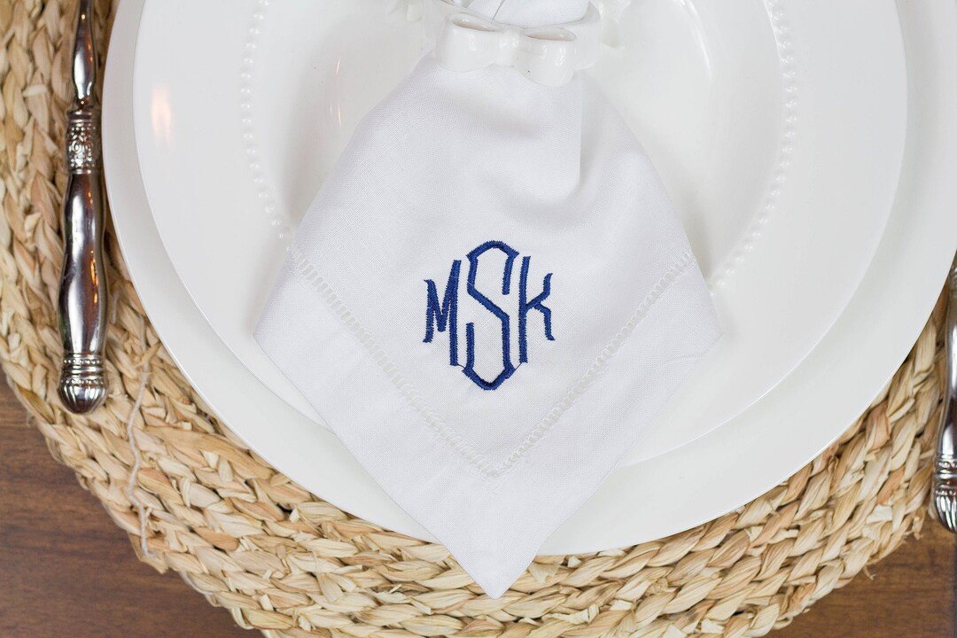 Custom Embroidered Linen Napkins, Monogram Linen Dinner Napkins, Linen Napkins, Monogrammed Dinne... | Etsy (US)