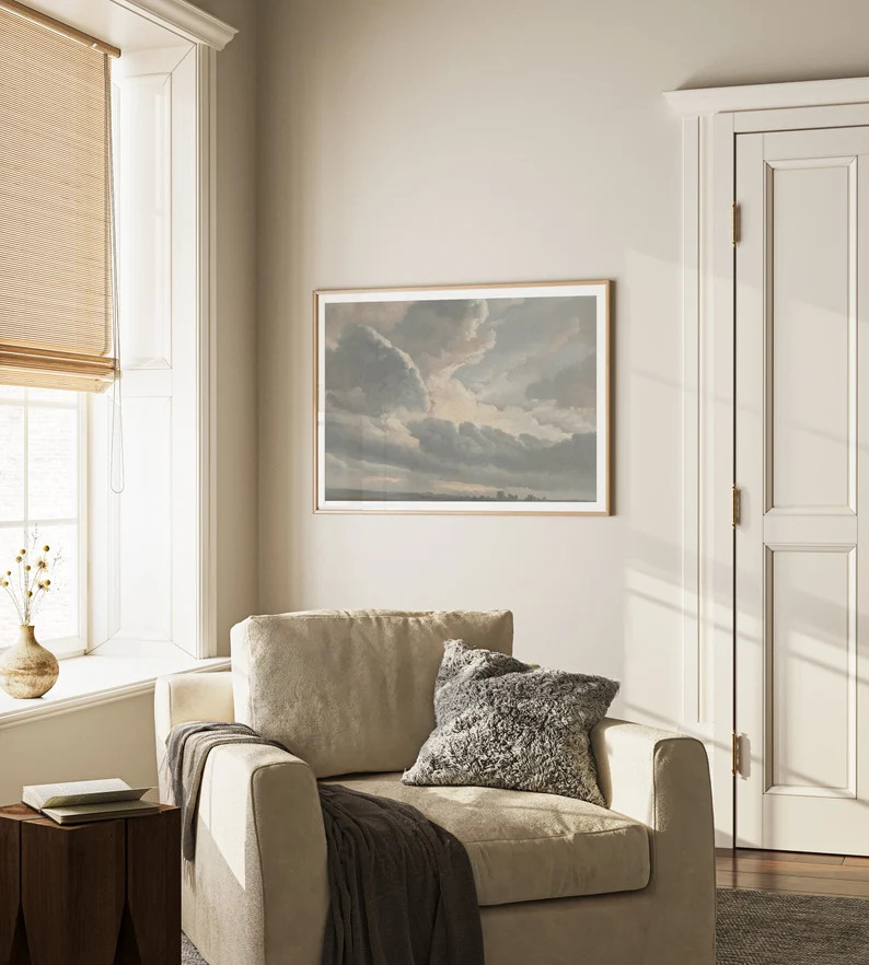 Cloud Oil Painting Neutral Wall Art Downloadable Print | Farmhouse Decor Nursery Wall Art | Vinta... | Etsy (US)