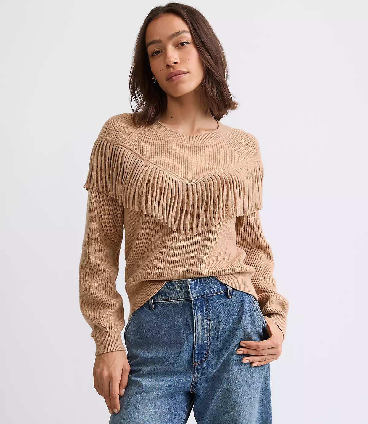 Petite Fringe Sweater | LOFT