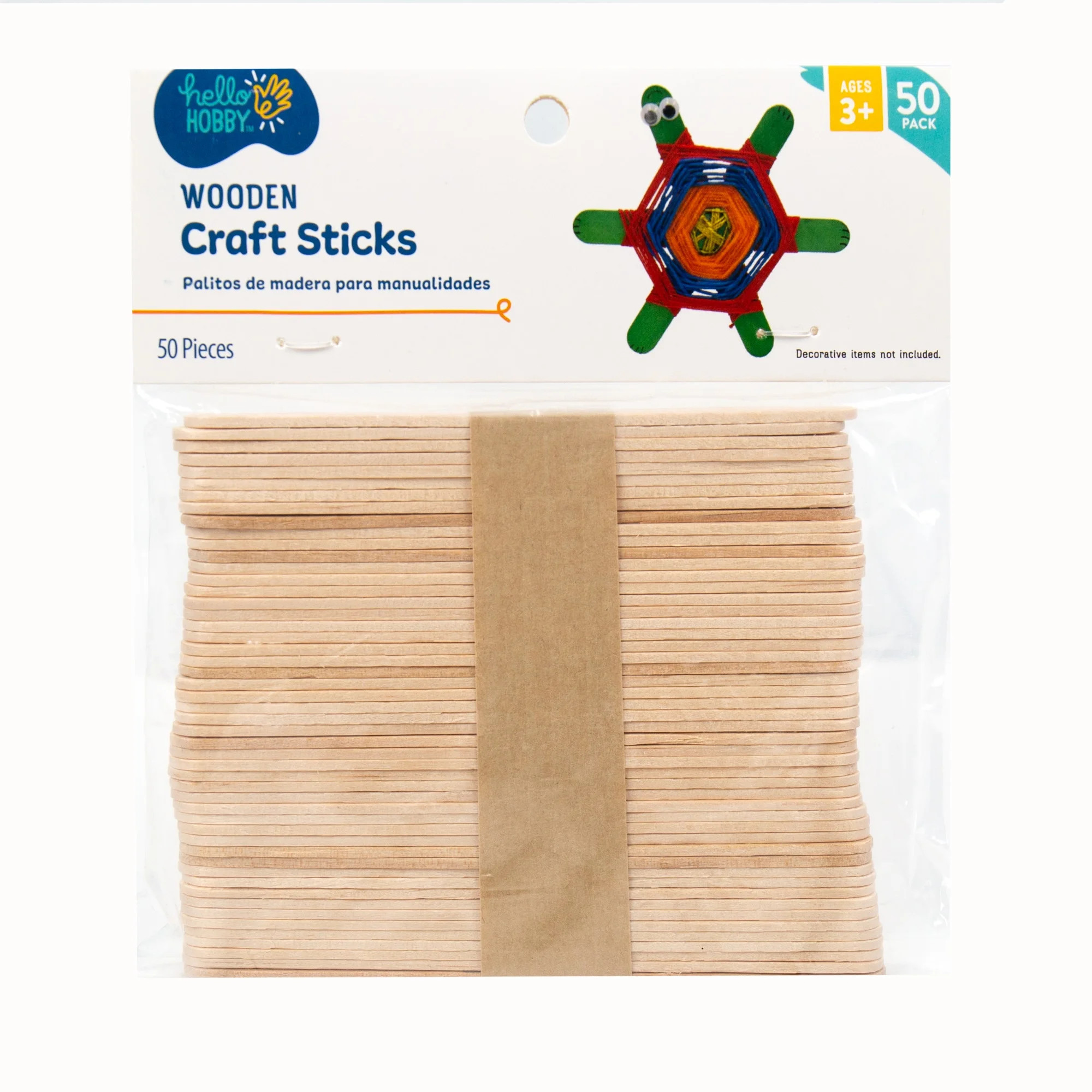 Hello Hobby Wood Craft Sticks, 50-Pack - Walmart.com | Walmart (US)