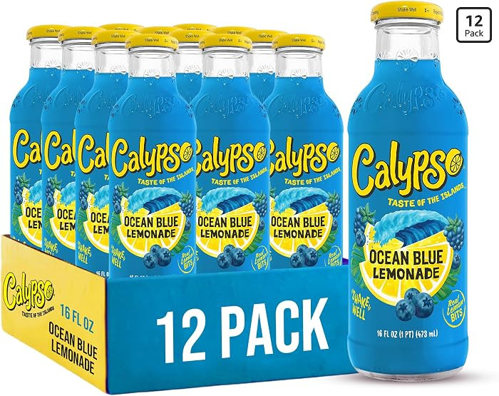 Calypso Lemonade, Ocean Blue Lemonade, Made with Real Fruit, 16 Fl Oz Glass Bottles (Pack of 12) | Amazon (US)