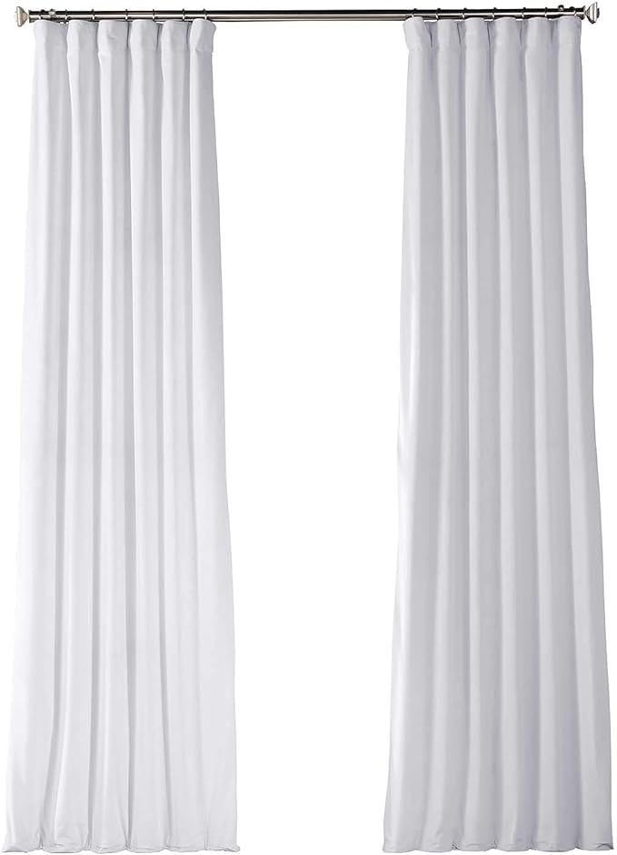 HPD Half Price Drapes VPYC-161201-108 Plush Velvet Curtain (1 Panel), 50 X 108, Pillow White | Amazon (US)